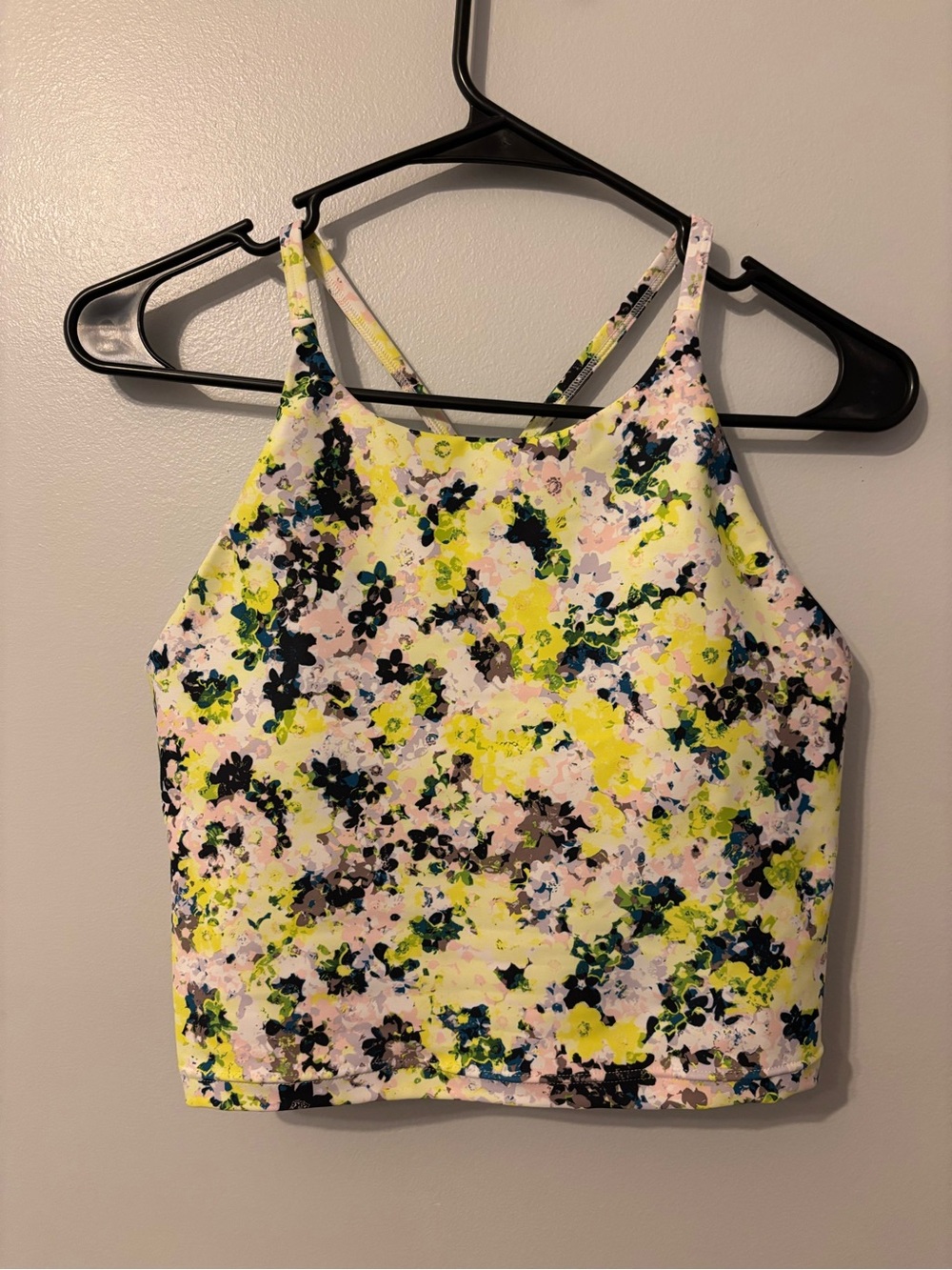Old Navy Floral High-Neck Crop Tank - Yellow, Pink, Navy